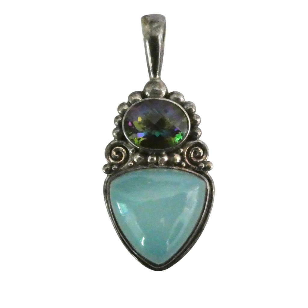 Sajen 925 Sterling Silver Chalcedony Mystic Topaz Pendant 88$